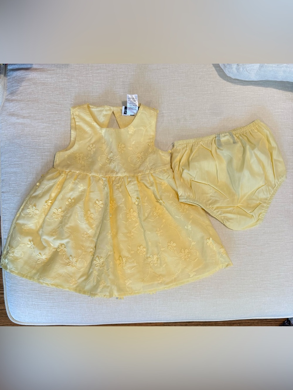 Yellow Embroidered Baby Dress with Matching Bloomers